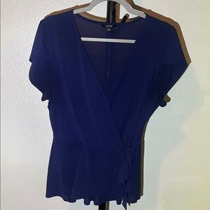 AUW Women's Navy Wrap Blouse